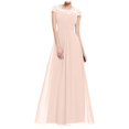 thumbnail image 1 of Bigersell Robes Midi de Fête pour Femmes Élégantes Offres Femme Col Rond Manches Courtes Maxi Robe de Demoiselle d'Honneur Style D-108 Robes Formelles Dames Robes d'Été Régulières, Beige TG, 1 of 6