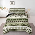 thumbnail image 1 of Fox Wild Animal Down Comforter Twin,Rustic Cabin Lodge Bedding Set,Green Gray Classic Duvet Insert for Home Room Decor,Geometric Patchwork Soft Microfiber Comforter Set,Reversible, 1 of 6