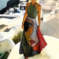 thumbnail image 1 of SMihono Robe Maxi Bohème d'Été pour Femmes Grande Taille Mode Décontractée d'Été Sans Manches à Col Rond Robe Imprimée à Col Licou à Fermeture Éclair Robe pour Femme Longue Plissée Robes Plage Évasée Robe d'Été, 1 of 8