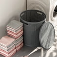 thumbnail image 4 of XYAIYT Large Plastic Imitation Rattan Laundry Hamper with Lid for Clothes and Toy Storage Long Lasting and Sturdy with Side Handles for Easy and Ventilation 2.11lb Capacity, 4 of 6
