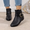 thumbnail image 1 of Mareep Women's Solid Color Solid Color Plus Size Thick Heel Pointed Buckle Short Boots Shoes Beautiful Gift Shoes Clearance, 1 of 5