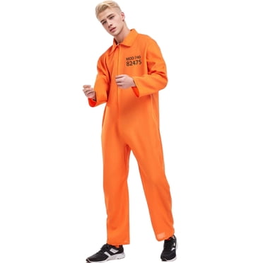 Couple Matching Orange Mardi Gothic Lolita Clothes for Women Male Prisoner Stage Show Medieval Witch Costume Women Party
