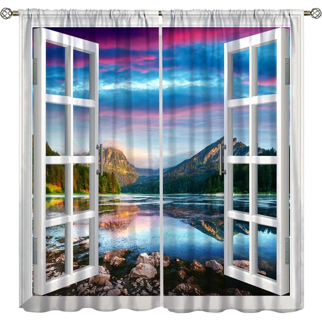 Mid Century Vintage Valances Set for Kitchen, Abstract Geometric Mid Century Fifties Modern Retro Home Decor Rod Pocket Window Drapes for Living Room Dining Room Office 52x18 Inch + 27x36 Inch X 2