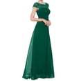 thumbnail image 3 of Bigersell Robes d'Invitée de Mariage pour Femmes Été Femme Col Rond Manches Courtes Maxi Robe de Demoiselle d'Honneur Style D-108 Robes Mignonnes Robes d'Été Régulières, Vert P, 3 of 6