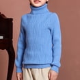 thumbnail image 2 of MeetoTime Kids High Neck Knitted Sweater Solid Color Fall Winter Long Sleeved Base Shirt for Girls, 2 of 4