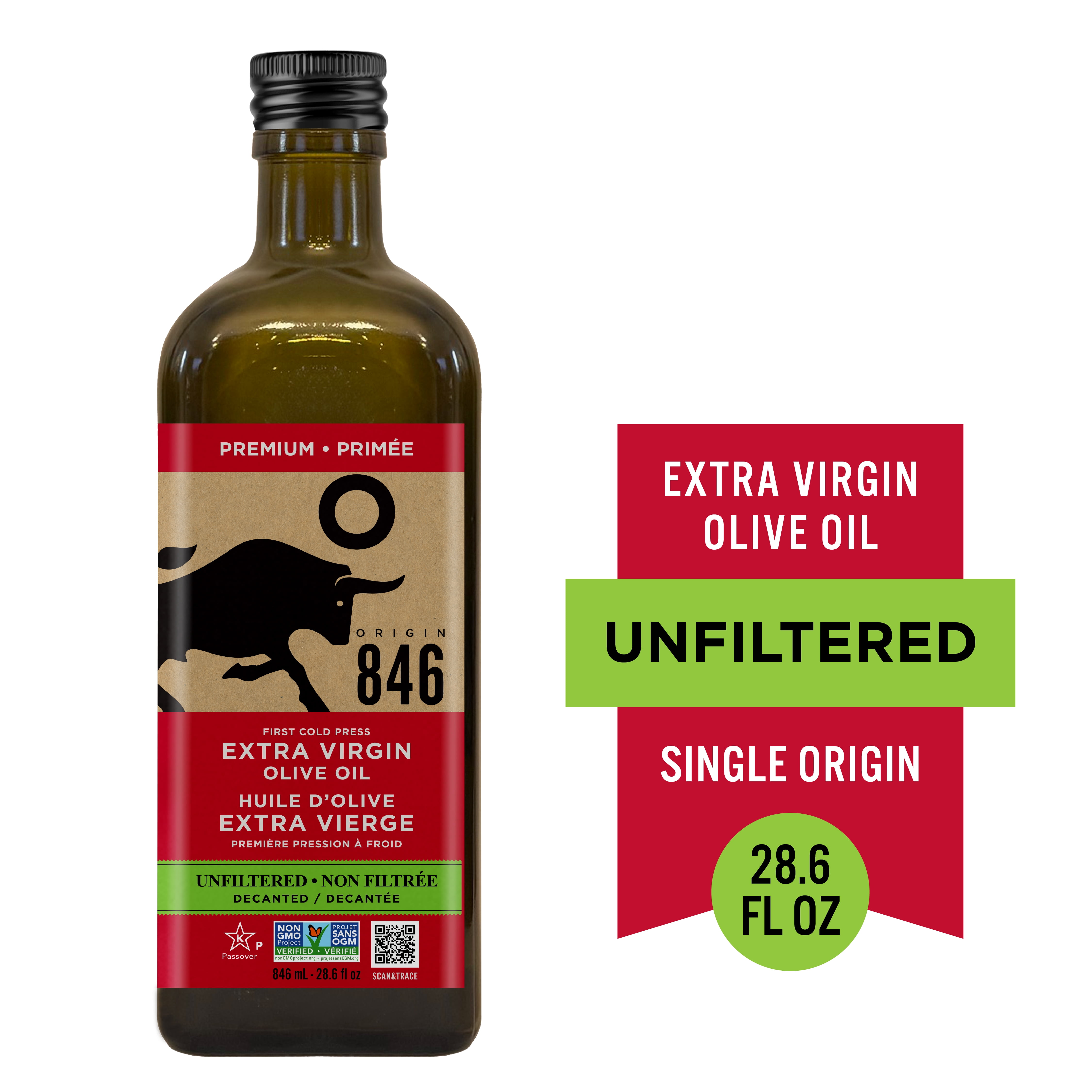 Origin 846® Unfiltered Decanted Extra Virgin Olive Oil, Glass