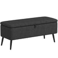 thumbnail image 1 of HOMCOM Banc Ottoman de Rangement, Repose-Pieds en Tissu de Lin Gris Foncé, 1 of 10
