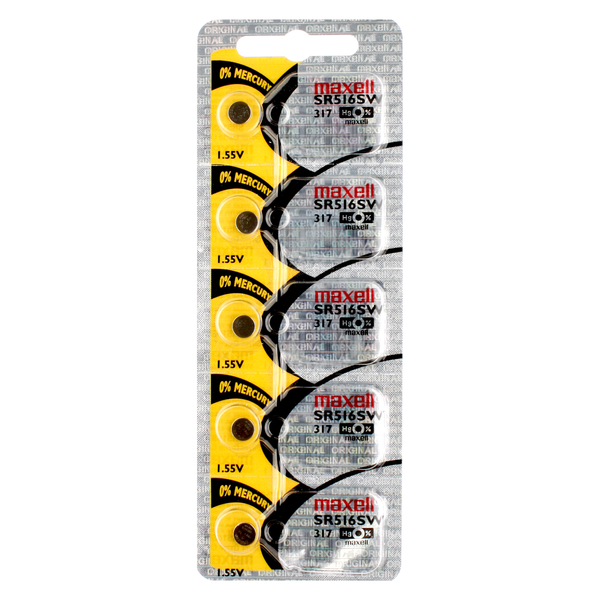 5 x Maxell 317 Watch Batteries, SR516SW Battery