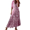 thumbnail image 1 of Weiqiqre Robe d'Été Bohème pour Femme 2025 à Volants, Manches Courtes, à Franges, Col en V, à Volants, Fluide, Ligne A, Maxi Robes, 1 of 8