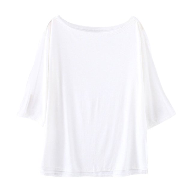 Birdeem T-Shirt Femme Col Rond Couleur Unie Manches Courtes Ample