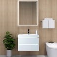 thumbnail image 1 of Vanity Art 30 Inches LED Single Sink Wall Mounted Bathroom Vanity Set 2 Drawers Storage Cabinet White Engineered Top Undermount Rectangle Sink, 1 of 8