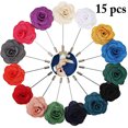 thumbnail image 1 of 15PCS Men's Lapel Pin Fashion Rose Decor Lapel Brooch Pin Lapel Stick Pin, 1 of 10