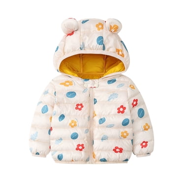 Splozh Toddler Baby Boys Girls Winter Jacket Toddler Boys Girls Winter Windproof Cartoon Hooded Coat Jacket Kids Warm Outerwear Beige,12-18 Months