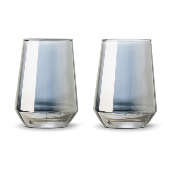 Thyme & Table 13 fl oz Smoke Iridescent Angled Stemless Wine Glass, 2 Pack