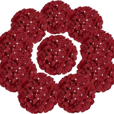 BINGLI 10 pcs Hydrangea Artificial Flowers, Silk Artificial Hydrangea Head with Stem Hydrangea for Bridal Wedding Baby Shower Home Party Decoration
