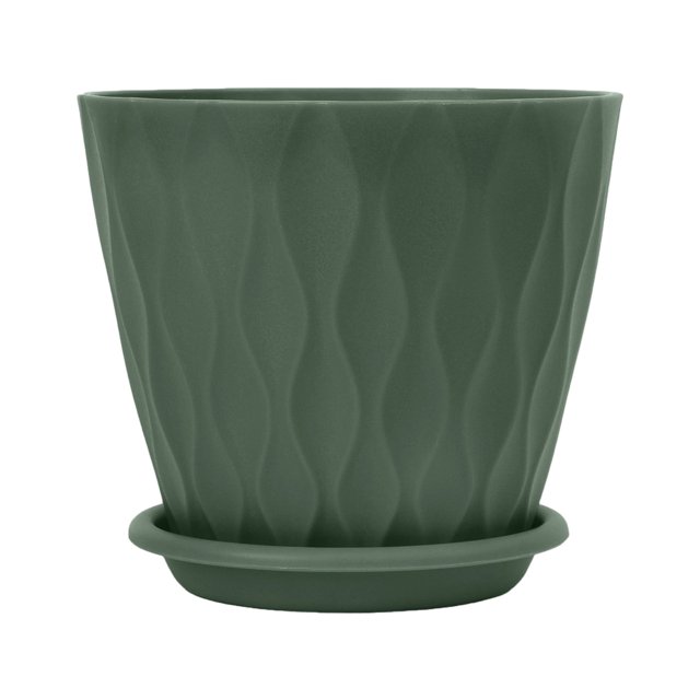 Thickened Flower Pot PP Material Water Ripple Pattern with Saucers for Indoor Outdoor Garden Patio Balcony Planting