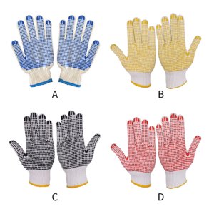 12 Gants pour paires PVC Gants de travail en coton pour la construction de jardinage mécanique de peintre, noir