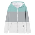 thumbnail image 3 of MEZZALL Girls Spring Color Block Print Patch Pocket Zipper Sweatshirt Hooded Cardigan Jacket Stylish Toddler Dailywear, Grey, 5-6 Years, 3 of 3