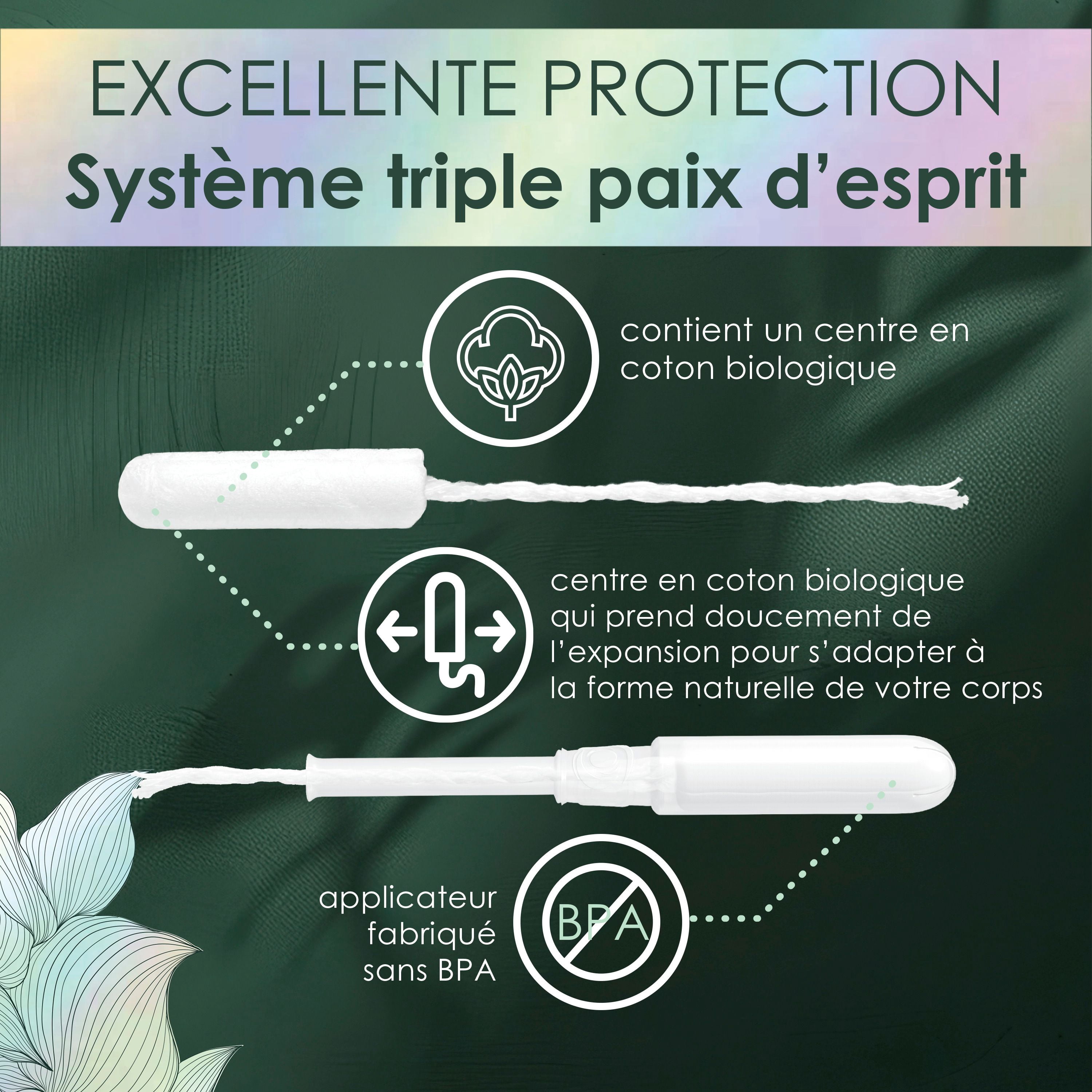Tampons L., fabriqués à partir de coton biologique, degré d’absorption régulier/super, emballage multiple, sans pesticides synthétiques, rayonne ni parfums, 18 U