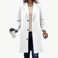 thumbnail image 2 of WRKEKC Coats for Women Long Sleeve Solid Color Button Multi Pocket Wool Blend Long Jacket Top for Daily Appeal and Functional Design, 2 of 6