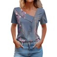thumbnail image 2 of SDNall T-shirt Décontracté à Manches Courtes Imprimé Printemps/été pour Femmes avec Boutons, 2 of 9
