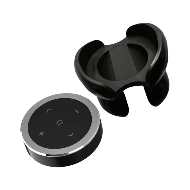 ZheElen Volant de Voiture Télécommande Musique Diffusion en Continu Argent avec Support 36x36x8.5mm 1ensemble