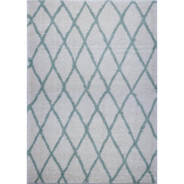Ladole Rugs Geometric Trellis Simple Syle Carpet Comfortable Area Rug Carpet in Ivory-Water Green