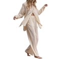 thumbnail image 1 of Kcodviy Femmes Dames Ensemble 2 Pcs Robe à Carreaux pour Femmes Rétro Grande Taille et Pantalon de Survêtement Tenue Chemise pour Femmes Taille Haute Tenue Habillée pour Femmes Pantalon Habillé Haut Pantalon Manches Longues, 1 of 6