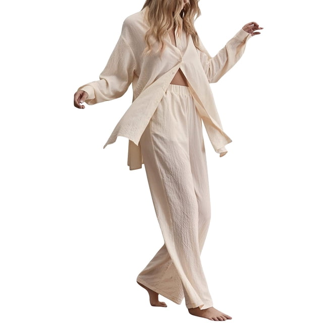 Kcodviy Femmes Dames Ensemble 2 Pcs Robe à Carreaux pour Femmes Rétro Grande Taille et Pantalon de Survêtement Tenue Chemise pour Femmes Taille Haute Tenue Habillée pour Femmes Pantalon Habillé Haut Pantalon Manches Longues