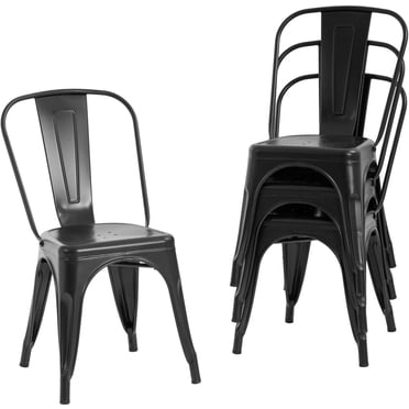 FDW Chaises en Métal Empilables Chaise de Restaurant pour Salle à Manger Hauteur d'Assise 18 Pouces Chaises de Bar Intérieur/extérieur Chaises Latérales en Métal Tolix Chaises de Cuisine Trattoria Ensemble de 4