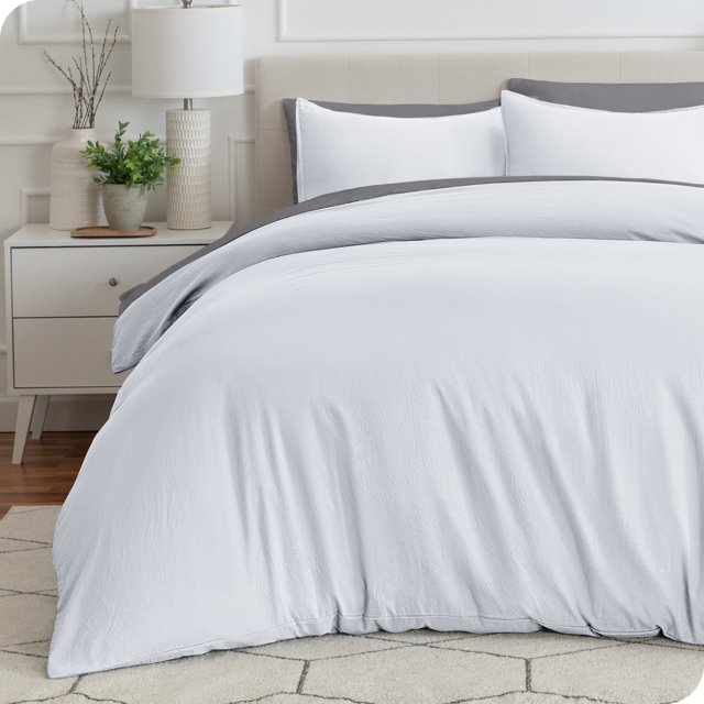 Bare Home Housse de Couette Sablée - Ultra Douce - Premium 1800 Collection - Ensemble 3 Pcs - Très Grand, Blanc