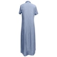 thumbnail image 4 of zanvin Robes d'Été pour Femmes, Mode Femmes Bouton Ample Uni Col en V Imitation Denim Manches Courtes Longue Robe, Cadeaux pour Fille, 4 of 6