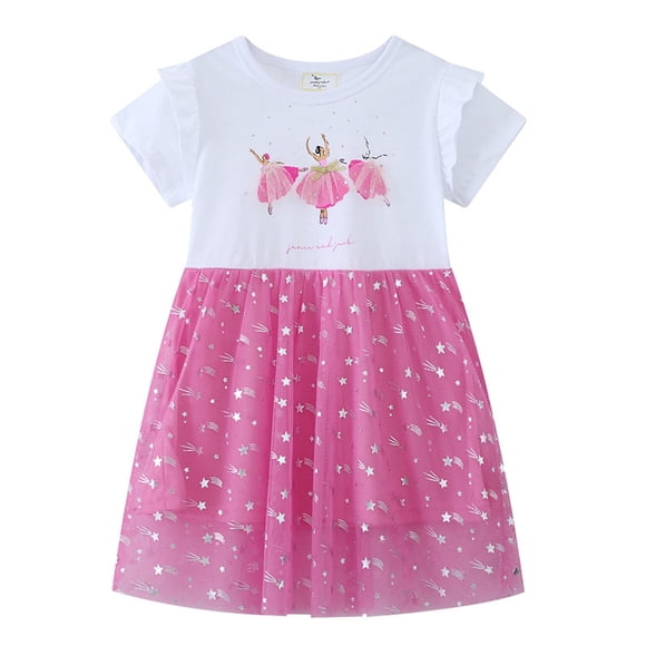 FhsagQ Dress for Girls Children's Mesh Dress Dress Stylish Little Girl Princess Dress Graduation Easter Dresses for Girls 5-6 Dresses for Girls 7-8 Fancy White 7-8 Years