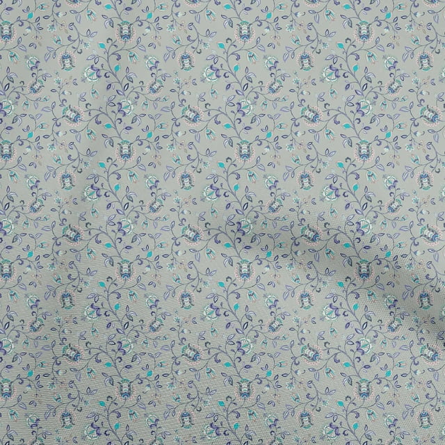 oneOone Velvet Dusty Gray Fabric Jacobean Floral Craft Projects Decor Fabric Printed By The Yard 58 Inch Wide