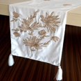 thumbnail image 2 of The HomeCentric Handmade Decorative Table Runner 14'' x 60'' Ivory White Velvet with Hand Embroidery and Tassels, 2 of 2