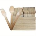 thumbnail image 4 of Estbridge Cutlery Set 350pcs Wooden Forks Knives Spoons Disposable, 4 of 6