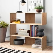 JV Home Molly Bookshelf Stylish Bookcase 3 Tier Shelving Storage Plant Stand Low Book Shelf Shelves Case Etagere de Rangement for Living Room Kitchen Laundry Bedroom 37x35 Inch (Oak)