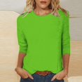 thumbnail image 2 of Timegard Womens Tops Summer Crewneck 3/4 Sleeve Comfy Solid Color Basic Tshirts Casual Loose Tops Blouses, 2 of 5