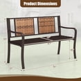 thumbnail image 3 of Costway 51" Patio Metal Bench for 2-3 with Rattan Backrest & Curved Armrests for Backyard, 3 of 10