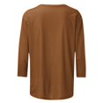 thumbnail image 4 of Timegard Hauts pour Femmes Été Col Rond Manches 3/4 Confortable Couleur Unie T-Shirts Basiques Décontractés Amples Hauts Blouses, 4 of 5