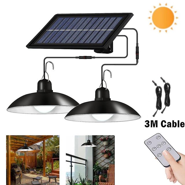 Solar Pendant Lamp Outdoor/indoor 3m Cable Solar Powered Hanging Shed Lights With Remote Control For-colortwo Light White