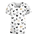 thumbnail image 5 of Pisexur Hauts de Sarrau pour Femmes Imprimé Cœur d'Amour Motif Dessin Animé Hauts d'Entraînement Col Ras du Cou T-Shirts à Manches Courtes avec Poches Chemises pour Femmes, 5 of 5
