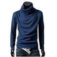thumbnail image 2 of Chandail Ample pour Homme Chandail Uni à Col Montant Chandail à Manches Longues Chandail de Base Ample Hauts Chandail Col Roulé Chandail Tricoté à Manches Longues pour Homme P-105 Bleu 3TG, 2 of 9