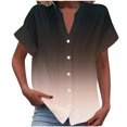 thumbnail image 2 of RXIRUCGD Fashion Women's Short Sleeved Solid Color Spring/summer Button Up Shirt Top, Rose Gold, Size: M, 2 of 5