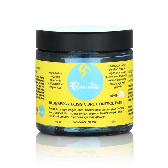 Curls Blueberry Bliss Control Paste - Slicks Down Edges - For Wavy Curly And Coily Hair Types - Encourage Hair Growth - 4 Fl Oz