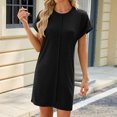 thumbnail image 4 of Liquidation et Promo, Robe Mini d'Été Ample à Col Rond pour Femmes Grande Taille, Robe Mini Ample à Col Rond à Manches Courtes Grande Taille, Idéale pour les Sorties Estivales Décontractées, 4 of 7