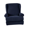 thumbnail image 4 of 2-Piece Wing Back Armchair Covers Wing Sofa Slipcovers Replacement Dark Blue, 4 of 8