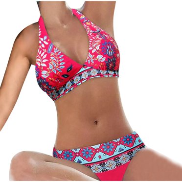 EGNMCR Bikini Set Women's Two Piece Set Swimsuits Leopard Print Swimwear Beachwear Features