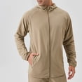 thumbnail image 2 of WRKEKC Performance Outdoor Sport Jacket Men's Windproof Lightweight Hooded with Secure Zippered Pockets for Climbing Running and All-Weather Training Khaki L, 2 of 8