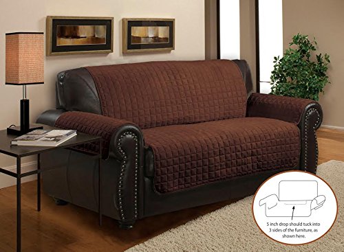Home Sweet, Deluxe Plush, Quilted Furniture Sofa Slipcover Protectors (Brown, Sofa)